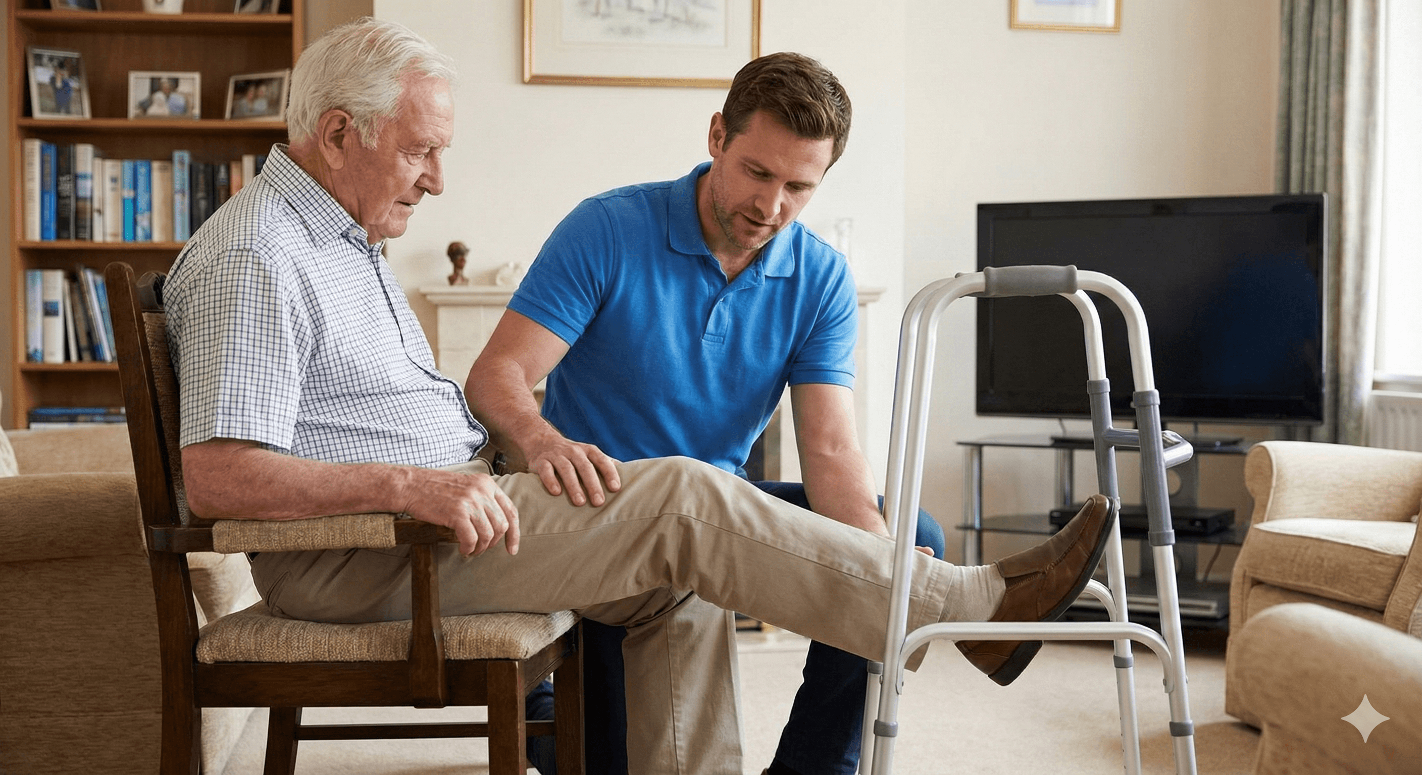 Caregiver assisting with recovery support